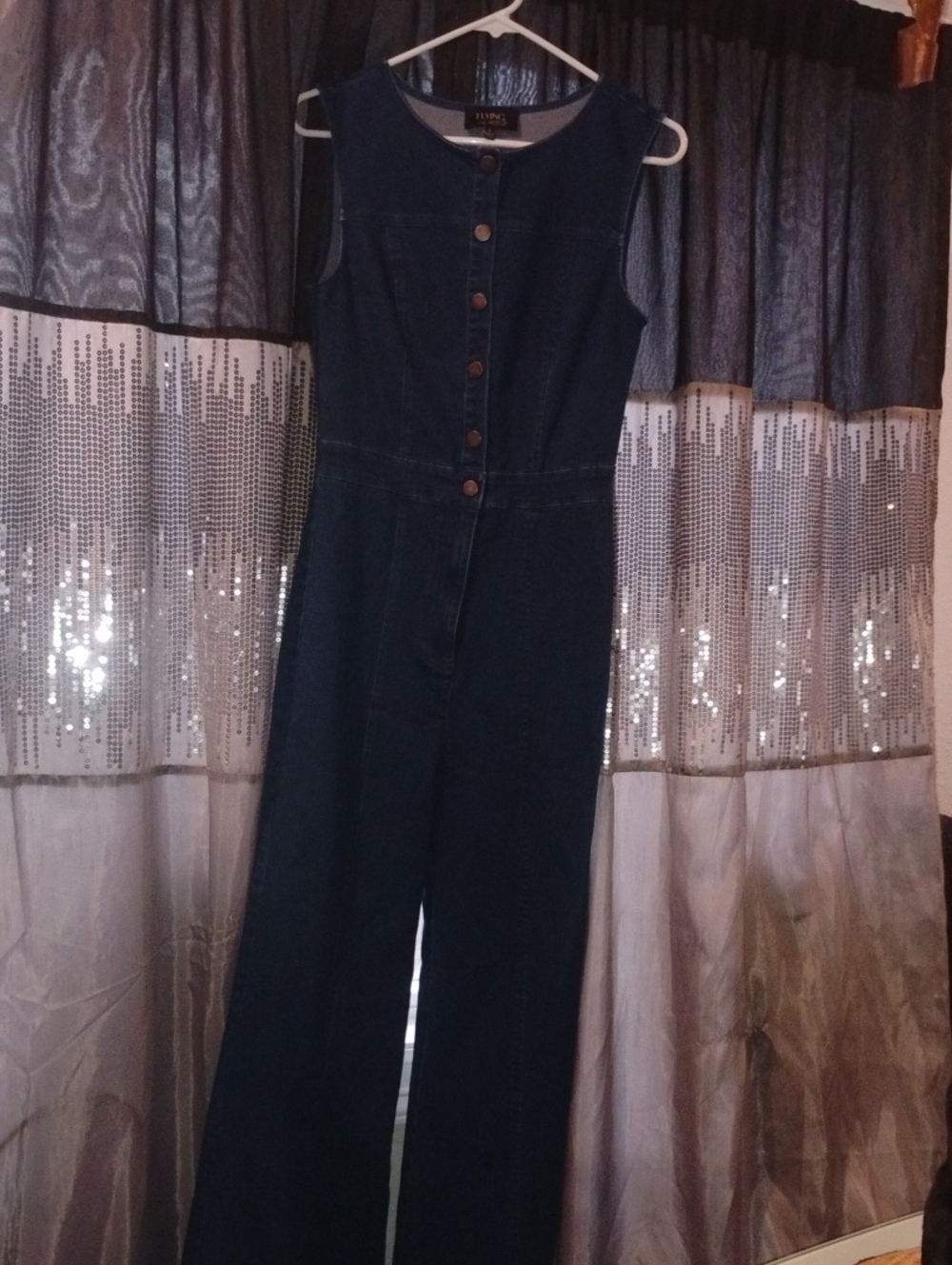 Flying Tomato Dark Blue Denim Sleeveless Overalls Jumpsuit